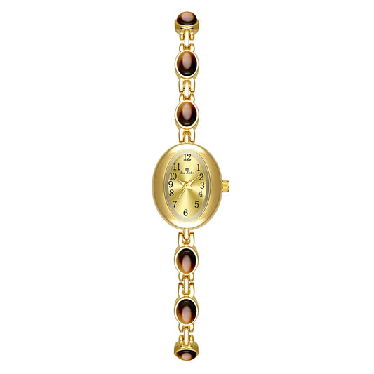 Luckacco 2025 Women quartz Watch Luxury Brand Retro Natural Dongling Stone Hotan Jade Waterproof Ladies Advanced Chain Wristwatches gift