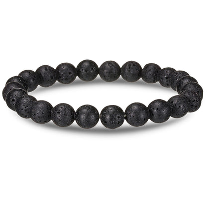 Luckacco Brown Beaded Bracelet Natural Stone Lava Tiger Eye Black Red Matte Healing Beads Bangle Stretch Charm Yoga For Women Men Jewelry