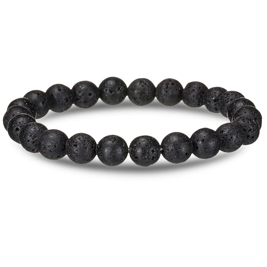 Luckacco Brown Beaded Bracelet Natural Stone Lava Tiger Eye Black Red Matte Healing Beads Bangle Stretch Charm Yoga For Women Men Jewelry