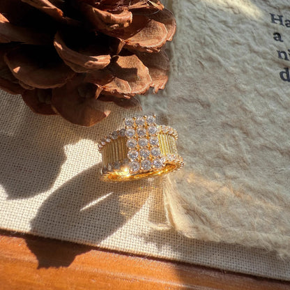 Luckacco Light luxury retro classical diamond inlay Square rings for women unique design exquisite ring wedding banquet jewelry gift