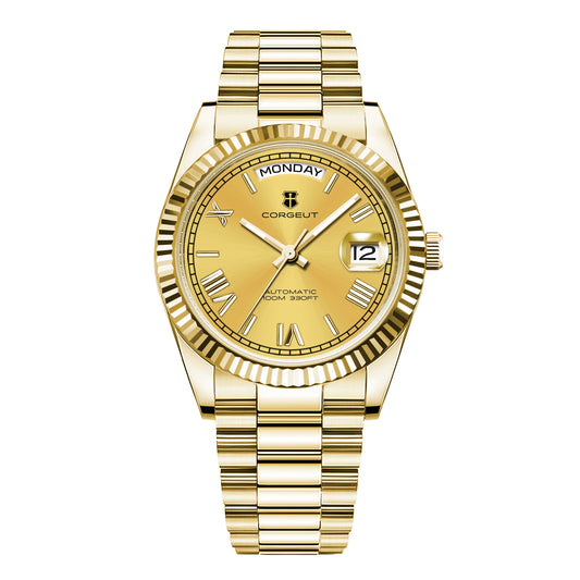 Luckacco CORGEUT New Color 36/39mm Dial Man watch Week Date Calendar Type Watch Sapphire Luxury Mechanical Steel Clock waterproof