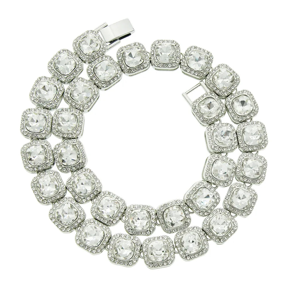 luckacco hnsp 12mm ice chain necklace bracelet for men women neck hip hop tennis chain jewelry accessories
