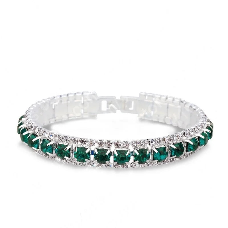 luckacco new arrival  925 sterling silver silve women classic jewelry holiday gift  clear red cubic zircon bracelet& bangle