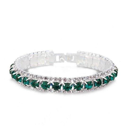 Luckacco New Arrival  925 Sterling Silver Silve Women Classic Jewelry Holiday Gift  Clear Red Cubic Zircon Bracelet& Bangle
