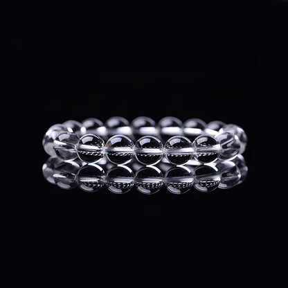 Luckacco Natural Rock Crystal Bead Bracelet Women Fashion Reiki White Clear Quartz Round Stone Strand Bangles Summer Jewelry Gift for Kid