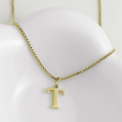 Luckacco Initial necklace letter pendant chamrs stainless steel Necklace jewelry Women's Necklace Box Chain Choker woman trend 2025 gift