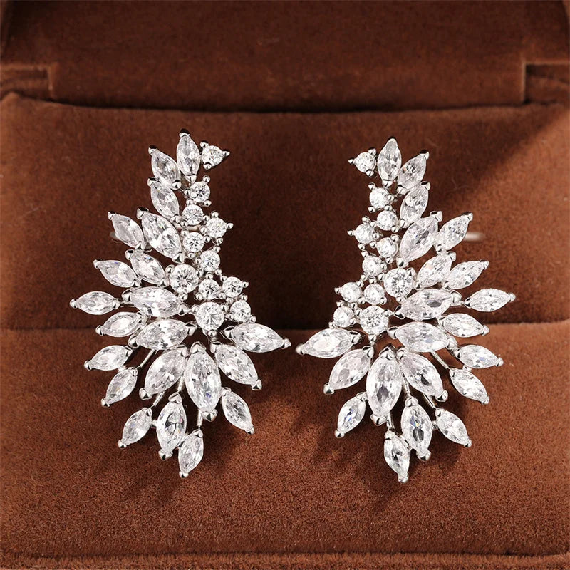luckacco daily picks sparkling women's cubic zirconia stud earrings gorgeous female wedding party fashion ear piercing accessories new jewelry