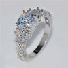 Luckacco Exquisite Fashion Silver Color Engagement Rings for Women Fashion White Zircon Stones Ring Anniversary Bridal Wedding Jewelry