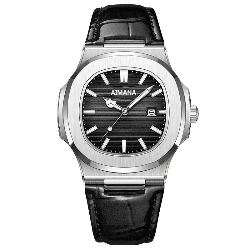 luckacco fashion business luminous calendar quartz watch 30mi waterproof leather strap wirstwatch men students clocks relogios