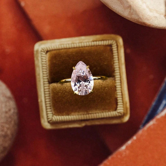 Luckacco 925 Sterling Silver 1-4 CT Simple Sparkling Pear Shape Zircon Ring For Women Engagement Wedding Luxury High Quality Fine Jewelry