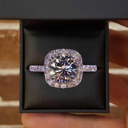 Luckacco Classic Silver Color Engagement Wedding Rings for Women Fashion Metal Inlaid White Zircon Stones Bridal Ring Jewelry
