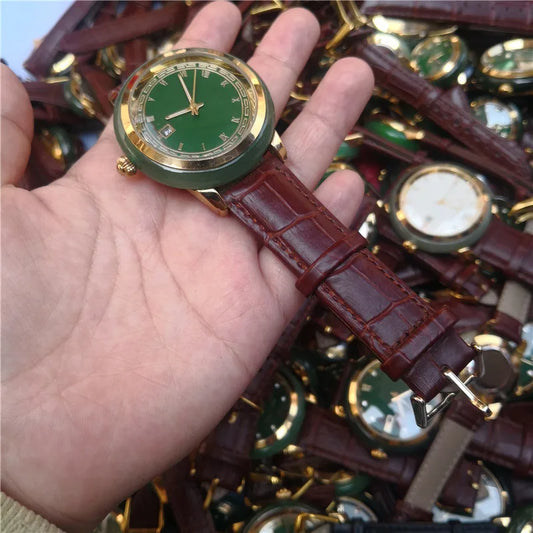 Luckacco Natural Green Men'S And Women'S Hetian White Jade Watch