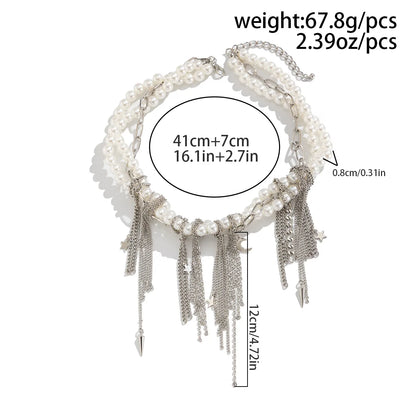 Luckacco Multi-layered Pearl Necklace for Women Party Y2K Trendy Clavicle Chain Fashion Heart Pendant Jewelry Accessories Gifts