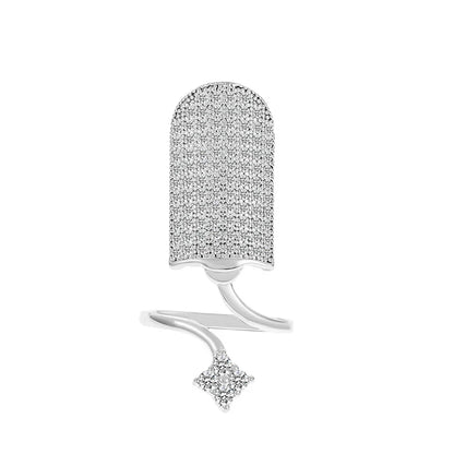 Luckacco New In 2023 Luxury Nail Ring Micro Paved Crystal Phalanx Finger Manicure Joint Cuticle Rings For Women Trend Jewelry