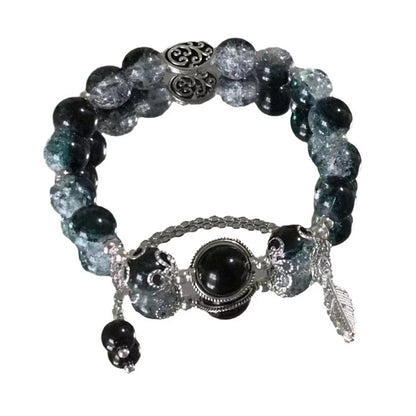 Luckacco Fashion Chinese Style Feather Butterfly Pendant Beaded Bracelet For Girls Women Light Luxury Jewelry Accessories Gift