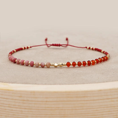 Luckacco Irregular Crystal Bracelet Colorful Beaded Waterproof Jewelry Handmade Gift for Women Teen Girl Adjustable Rope Chain Bracelets