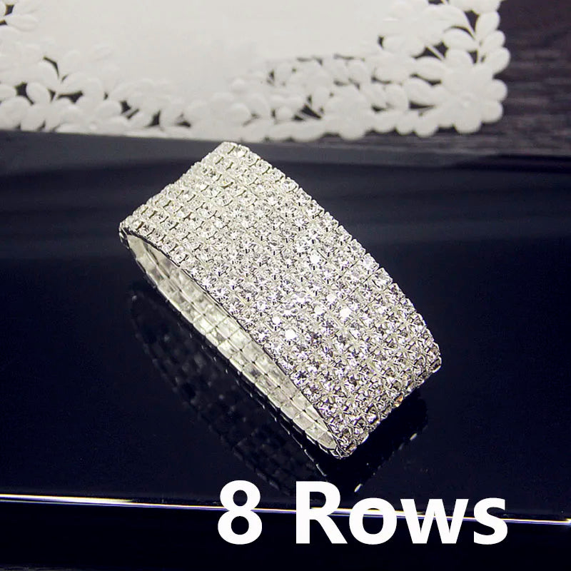 luckacco luxury full white aaa cz zircon crystal elastic bracelet bling iced out rhinestone women's bracelet for women wedding jewelry