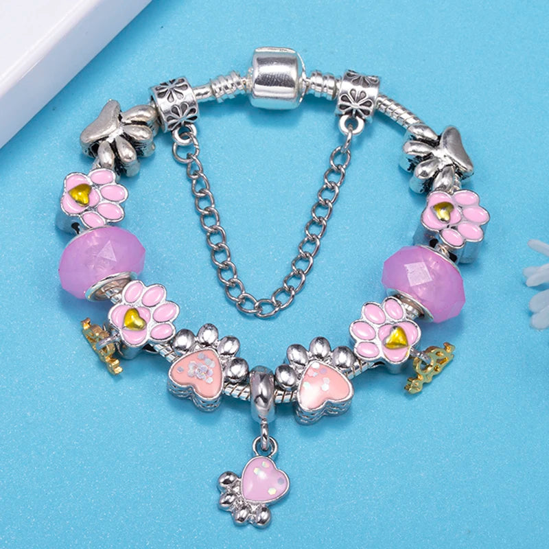 luckacco romantic tower aircraft charm bracelet for women with crystal diy beads pendants bracelet high-quality jewelry