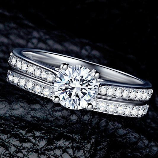 Luckacco Lihong 925 Sterling Silver Ring Inlaid With Zircon Women Couple Jewelry Fashion Accessories For Wedding Or Anniversary