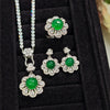 Luckacco Valuable Lab Jade Diamond Jewelry set 925 Sterling Silver Engagement Wedding Rings Earrings Necklace For Women Bridal Party Gift
