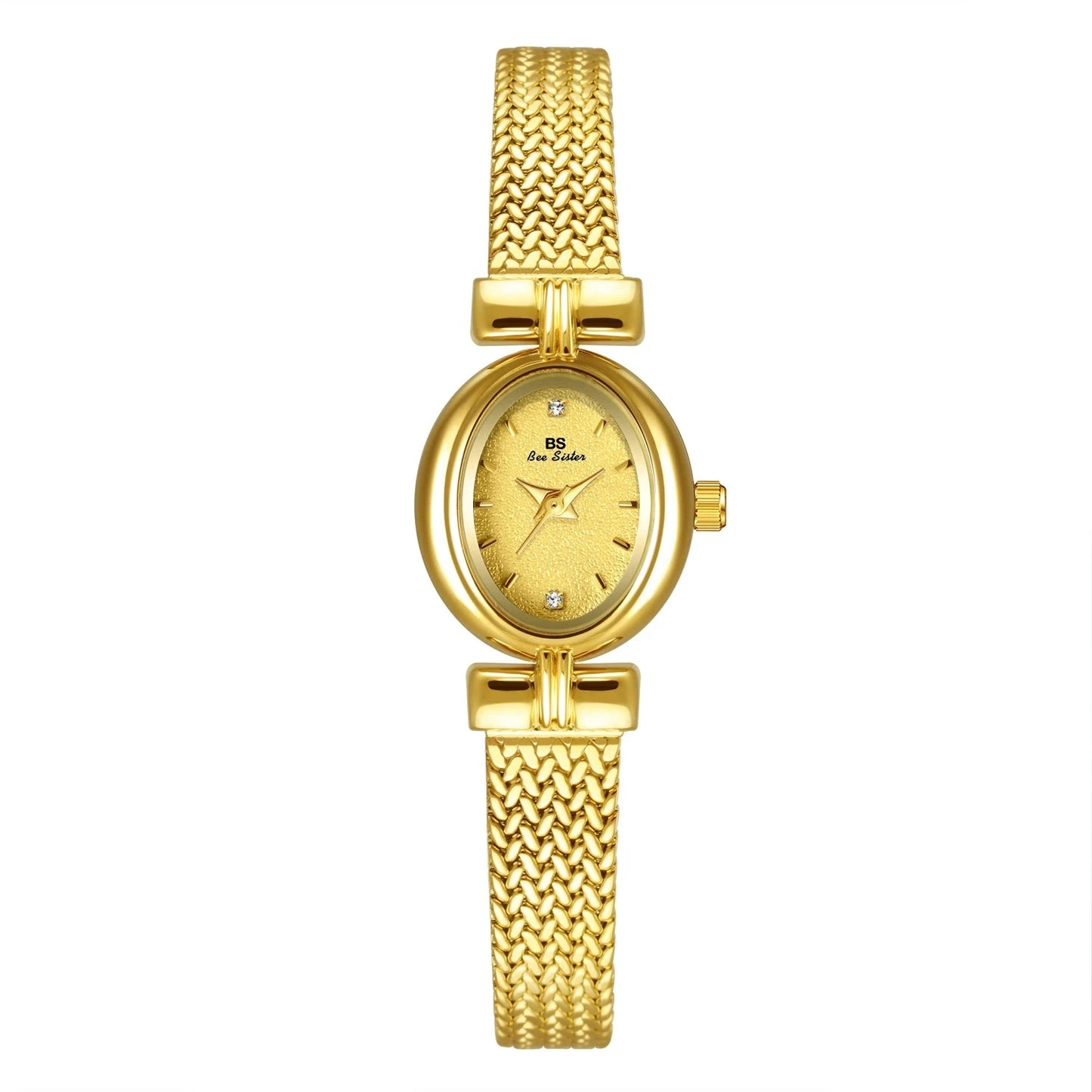 luckacco high quality women watches 2025 vintage luxury jewelry wheat bracelet quartz ladies watch small dial elegant watch for women