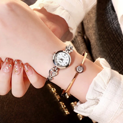 Luckacco Women Watches Small Gold Bangle Bracelet Watch Stainless Steel Retro Ladies Quartz Wristwatch Fashion Casual Thin Chain Watches
