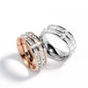 Luckacco Stainless Steel Double Row CZ Eternity Ring Wedding Band for Women Men Size 3-10