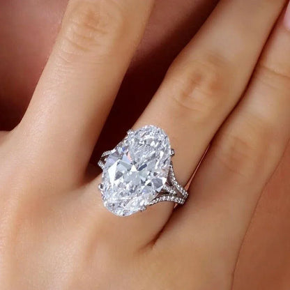 Luckacco daily picks Big Crystal Oval Cubic Zirconia Wedding Ring for Women Silver Color Fashion Elegant Engagement Bands Jewelry Nice Gift