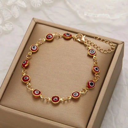 Luckacco Lucky Turkey Evil Eye Bracelet For Women Men Colorful Red Blue Eye Adjustable Metal Chain Bangles Good Luck Wealth Jewelry Gifts