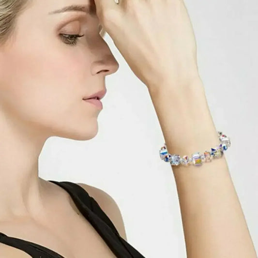 Luckacco 2025 Crystal Rhinestone Adjustable Bracelet Bangle Wedding Wristband Bridal Gift Jewelry Crystal Bracelet Gift for Girlfriend