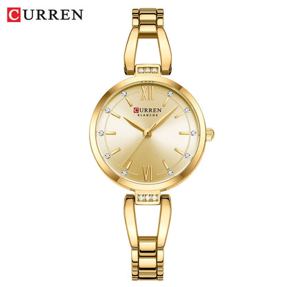 Luckacco CURREN Luxury Hight Quality Quartz Watch Fashion Charming Rhinestones Stainless Steel Band Women's Wristwatches