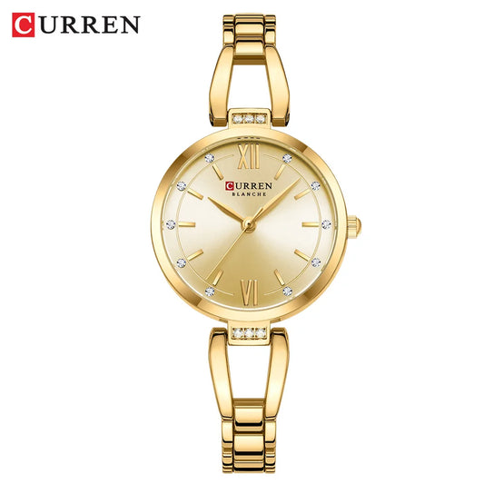 Luckacco CURREN Luxury Hight Quality Quartz Watch Fashion Charming Rhinestones Stainless Steel Band Women's Wristwatches