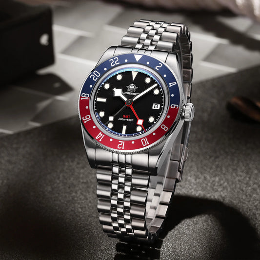 Luckacco ADDIESDIVE Luxury GMT515-24H Men's Watch Diver 200m Bubble Mirror Glass BGW9 Super Luminous Stainless Steel Men's Analog Watches