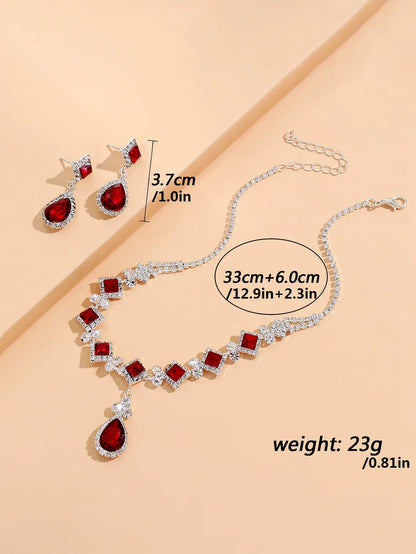 Luckacco 3-piece Women's Claw Chain Series Geometric Droplet Earrings Necklace Set Wedding Banquet Party Holiday Gift 8056