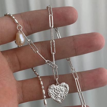 Luckacco New Trendy Fashion 925 Silver Pearl Simple Elegant Thin Chain Pendant Necklace for Women Girl Jewelry Dropship