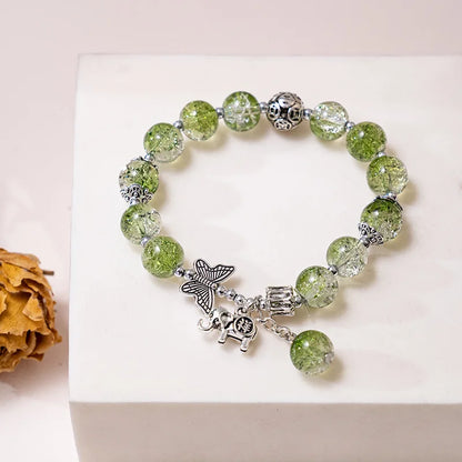 Luckacco Fashion Ice crack Gradient Beaded Bracelet for Women Vintage Handmade Butterfly Elephant Bracelet Valentine's Jewelry Gifts