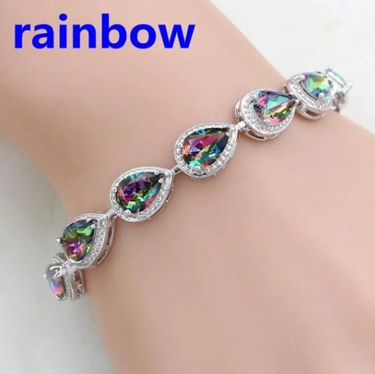 Luckacco Exquisite Shiny Tennis Ball Shape Crystal Zircon Bracelet for Women Fashion Evening Party Jewelry Girls Gift