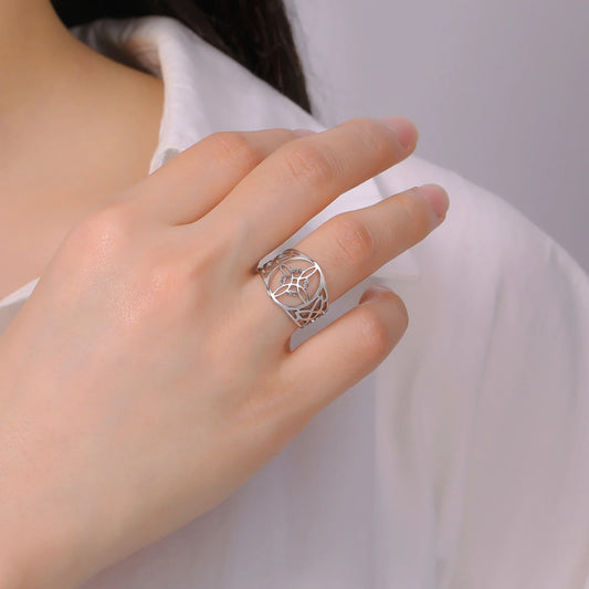 Luckacco Skyrim Witch Knot Ring Women Men Stainless Steel Finger Rings Witchcraft Wicca Triquetra Celtics Knot Amulet Jewelry Gift
