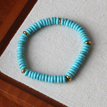 Luckacco Summer Cool Elastic Bracelet Color Beads Dopamine Girl Versatile Natural Stone Bead Trend 2024 New