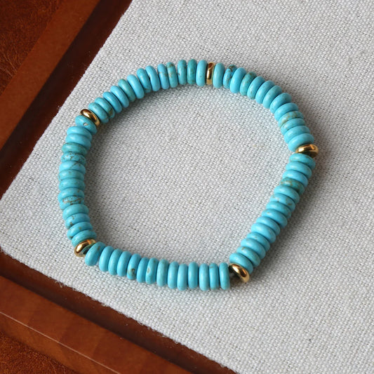 Luckacco Summer Cool Elastic Bracelet Color Beads Dopamine Girl Versatile Natural Stone Bead Trend 2024 New