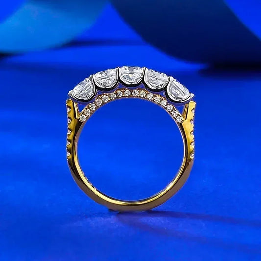 Luckacco 14K Gold Vintage Lab Diamond Ring 100% Real 925 Sterling Silver Party Wedding Band Rings for Women Engagement Jewelry Gift