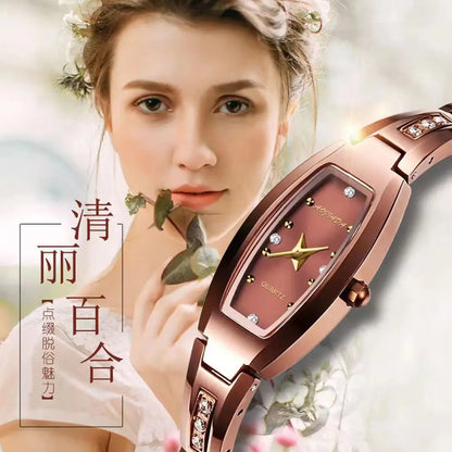 Luckacco Small Ladies Wristwatches Golden Retro Watch for Women Vintage Steel Bracelet Watch Black Quartz Wristwatches Reloj Mujer