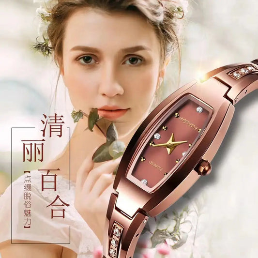 Luckacco Small Ladies Wristwatches Golden Retro Watch for Women Vintage Steel Bracelet Watch Black Quartz Wristwatches Reloj Mujer