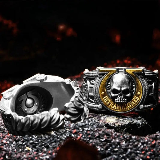 Luckacco Warhammer 40K Peripheral U Group Ultramar Honor Emblem Ring Animation Film and Television Games Men's Ring Accessories