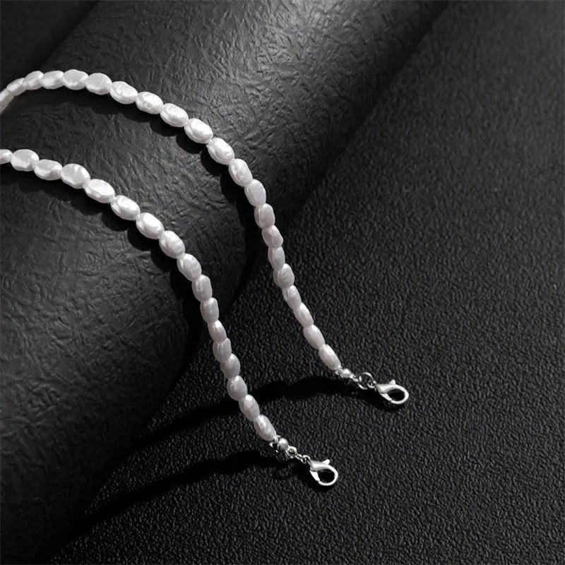 luckacco new fashion simple imitation pearl choker necklace for women vintage elegant beaded temperament necklace wedding party jewelry