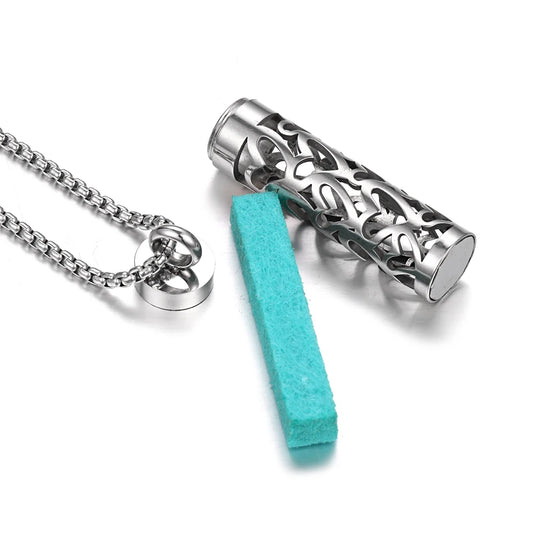 Luckacco Long Strip Stainless Steel Aromatherapy Necklace Perfume Diffuser Essential Oil Diffuser Pendant Necklace Jewelry Accessories