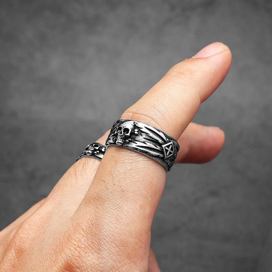 Luckacco Domineering Skull Devil Men Rings Stainless Steel Women Jewelry Retro Punk New In Rock Gothic Fashion Accessories Gift