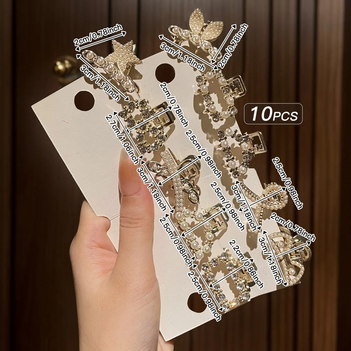 luckacco 10 alloy rhinestone hair clips, fashionable small grab hair accessories