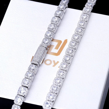 Luckacco Hip Hop Jewelry 7Mm Cubic Zirconia Cluster Tennis Chain Iced Out Bracelet Bling Jewellery Free Laser Name Drop Shipping