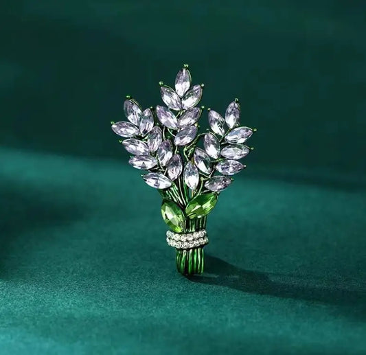 Luckacco Cute Romantic Colorful Leaf Brooches For Women Purple Crysal Plant Brooch Pin Female Party Birthday Dress Suit Badge Jewelry